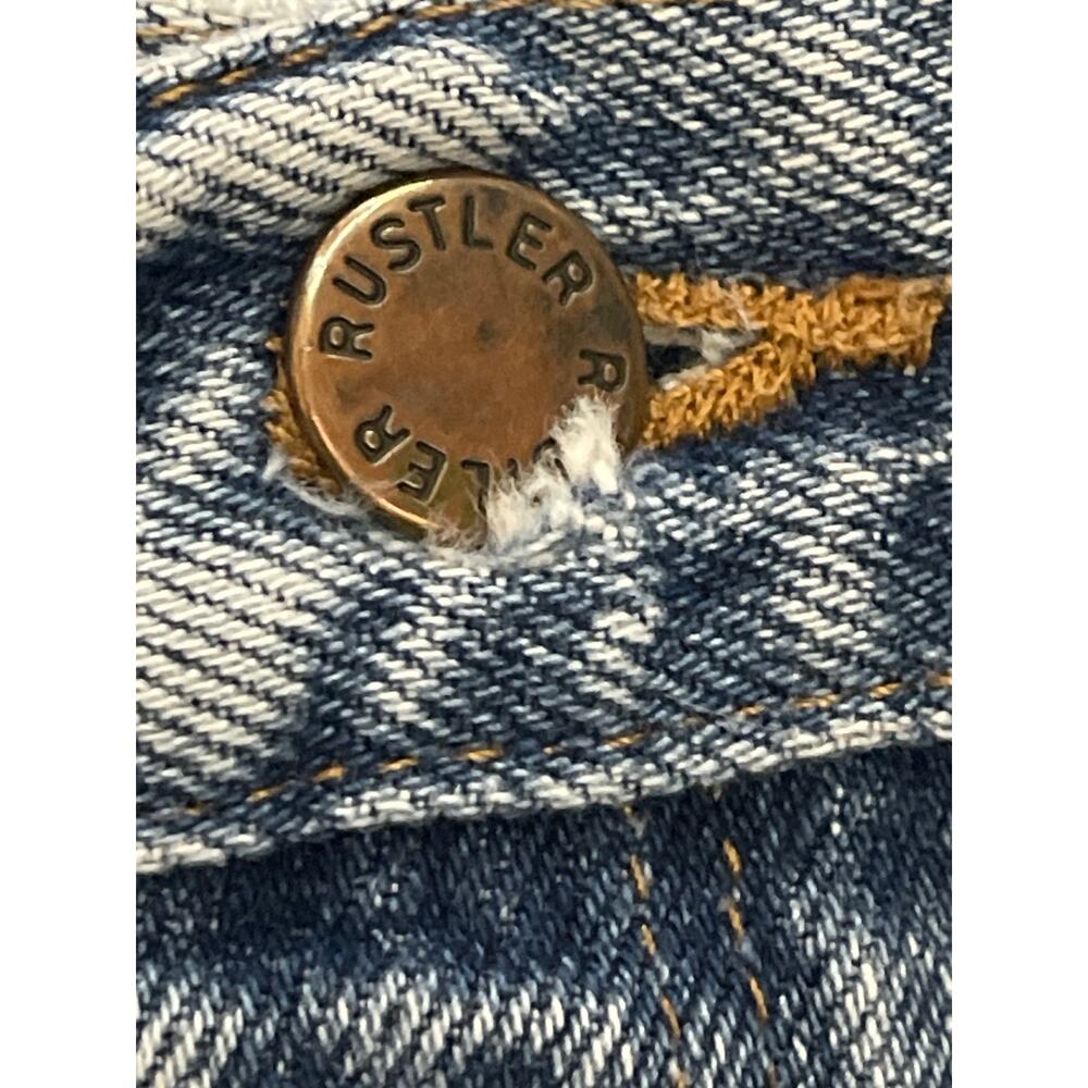 Rustler Women's Blue High Waisted Wide Leg Baggy Crop Denim Jeans Size 34x29 - Picture 4 of 5